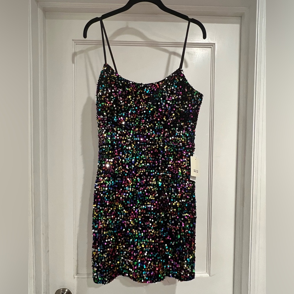 Sequin multi color dress brand new with tags women’s juniors size 11/12 Macys
